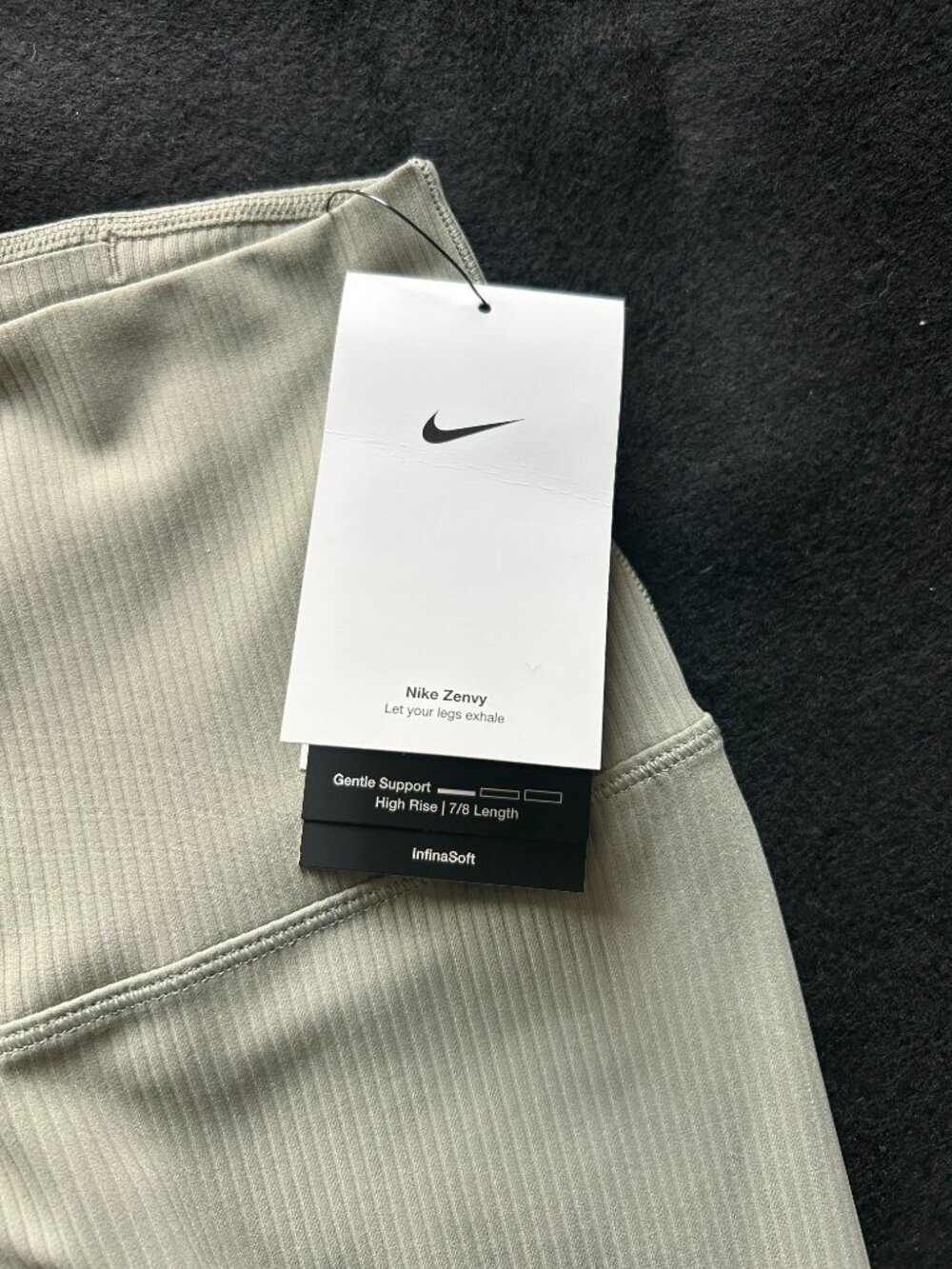 Nike Zenvy Leggings Womens Small High Rise 7/8 Dri-FIT Infinalon Ribbed Gray NWT - Picture 5 of 12